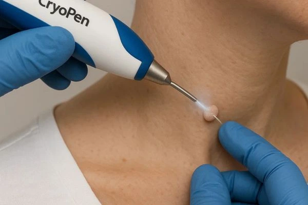 Person receiving Cryotherapy skin tag removal Kingstanding